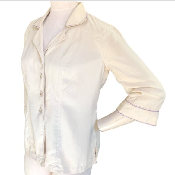 VTG Liz Claiborne Silk Button Front Top Embroidered Theater/Drama Masks M #88D - Picture 4 of 9